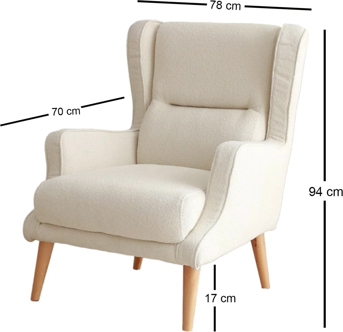 Karrige me krahë, Atelier del Sofa, ngjyrë krem, Klam