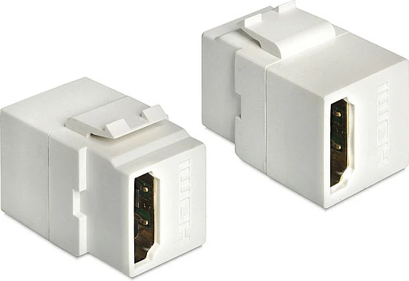Adapter HDMI Keystone DeLOCK f/f, kontakte të arta, i bardhë