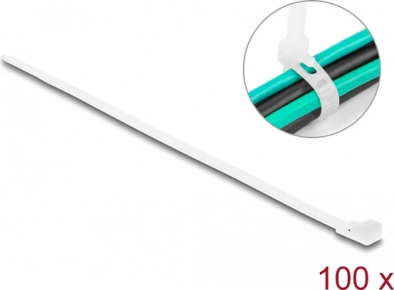 Lidhëse kabllosh DeLOCK 200 x 4.8 mm, 100 copë, e bardhë