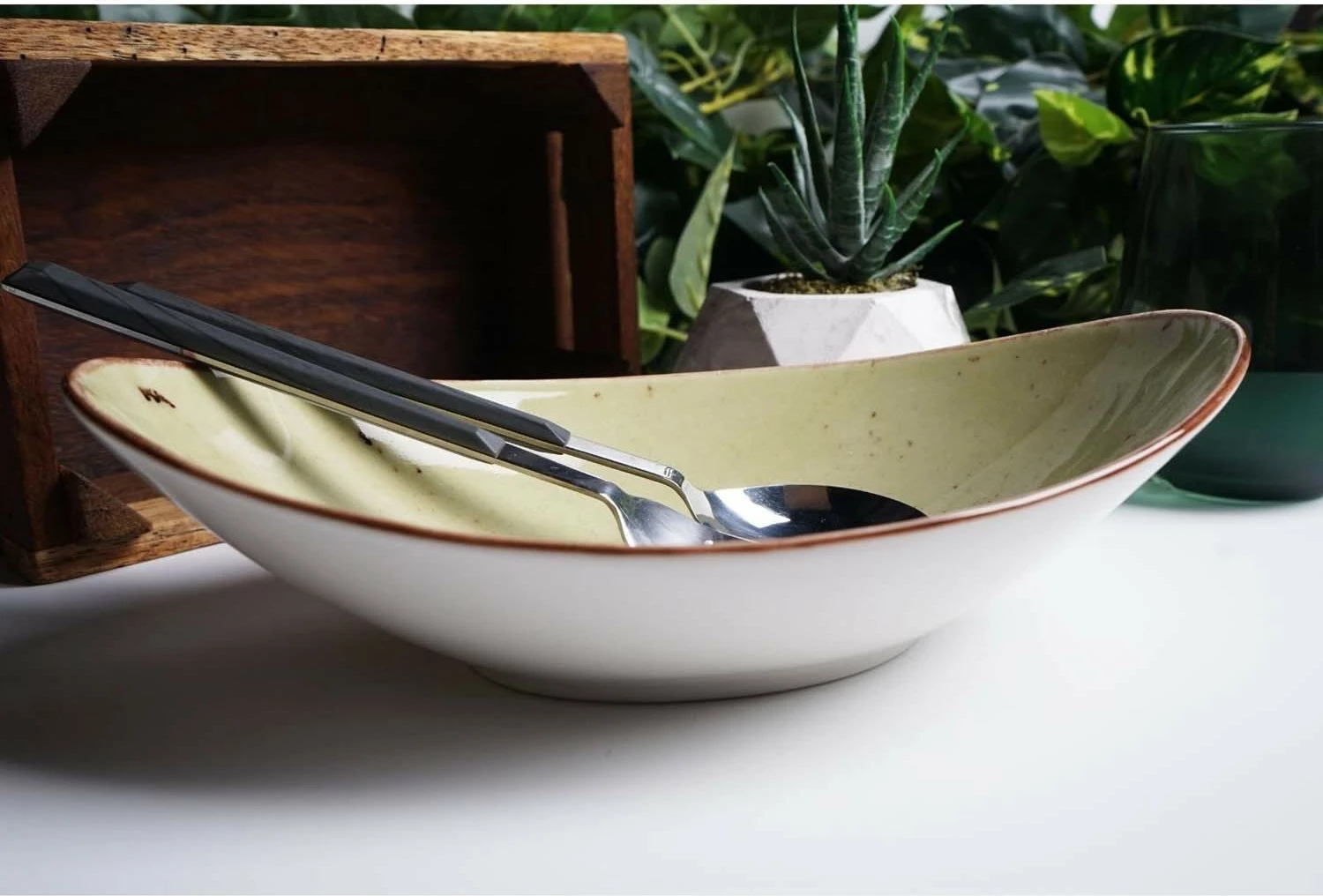 Tas servirimi Fine Dine Olive Boat 250x160 mm, i gjelbër, set 6 copë