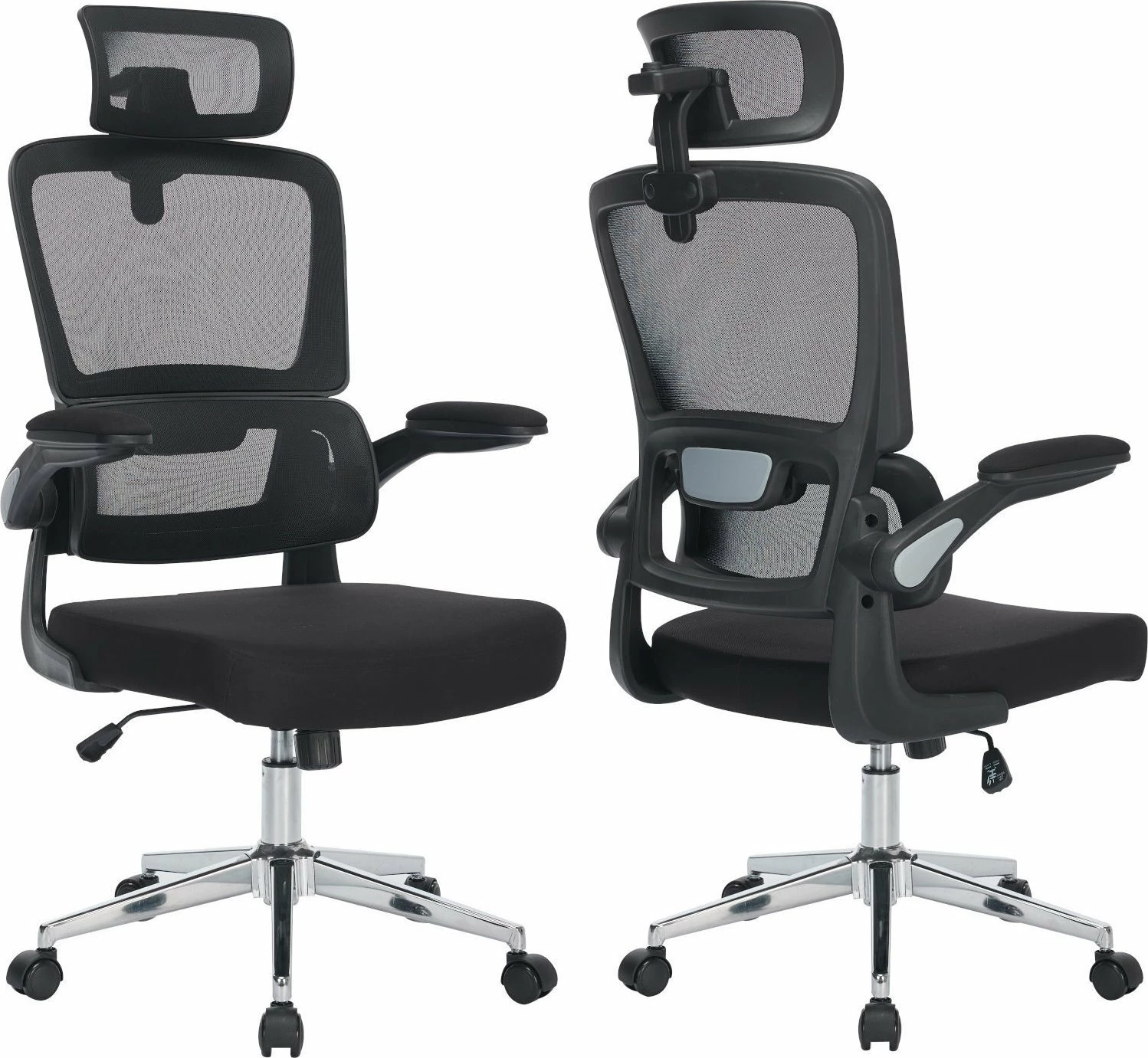 Karrige zyre ergonomike Mozos ERGO-K, me rrota, me mbështetëse koke, 150 kg, e zezë