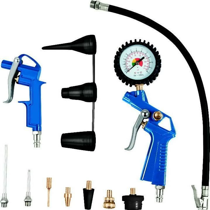 Kompresor ajri Scheppach HC30o SCH5906146901, 24L, 8 bar, 200 L/min, 1100 W, blu, me set 13 copë + zorrë spirale 5 m