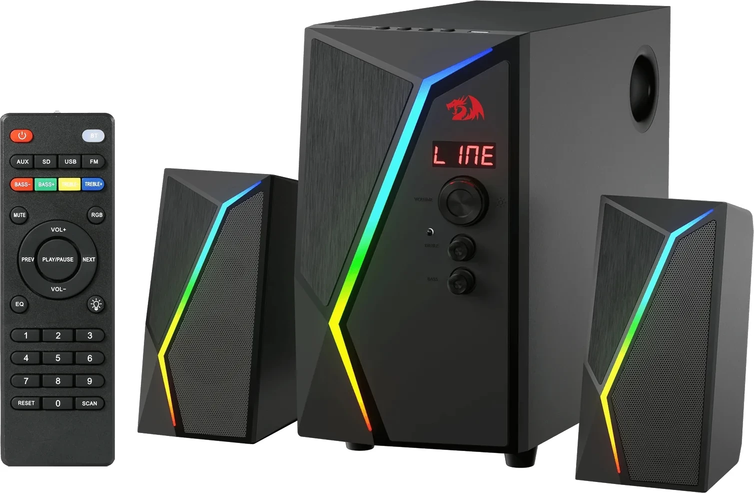 Sistem altoparlantësh 2.1 Redragon Anvil Pro GS520-PRO 25W me Bluetooth, RGB, telekomandë, i zi