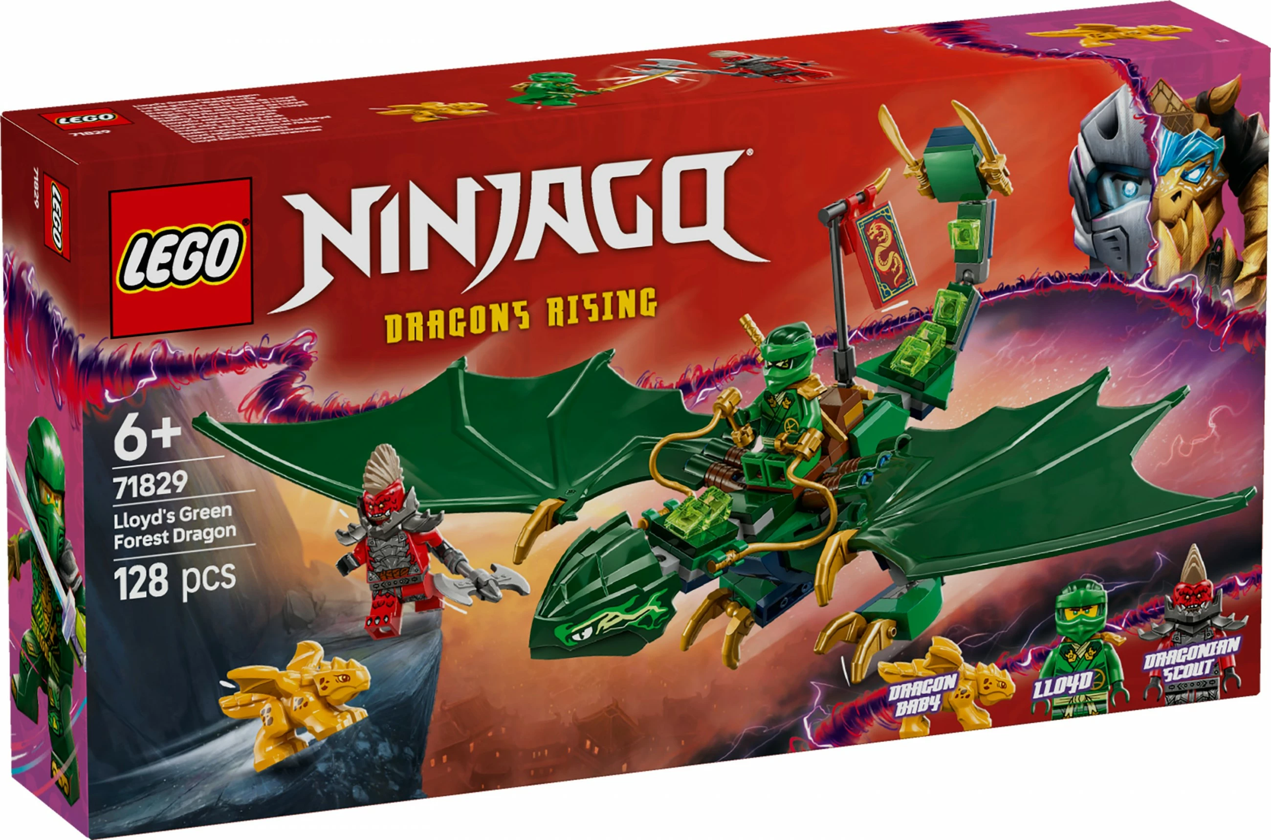 Set ndërtimi LEGO Ninjago 71829 Lloyd Green Forest Dragon 128 pjesë