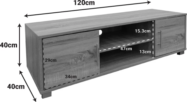 Komodinë TV Serank, ngjyrë lis-antracit, 120x40x40cm