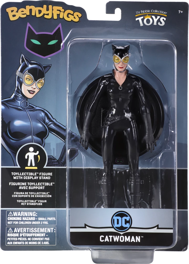 Figurinë fleksibile NOBLE COLLECTION Bendyfig DC Batman (Comic) Catwoman, me bazë ekspozimi, e zezë