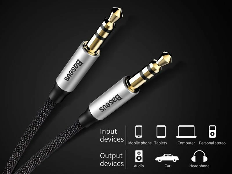 Kabllo audio Baseus Yiven Audio M30 3.5mm Jack–3.5mm Jack 1m, e zezë