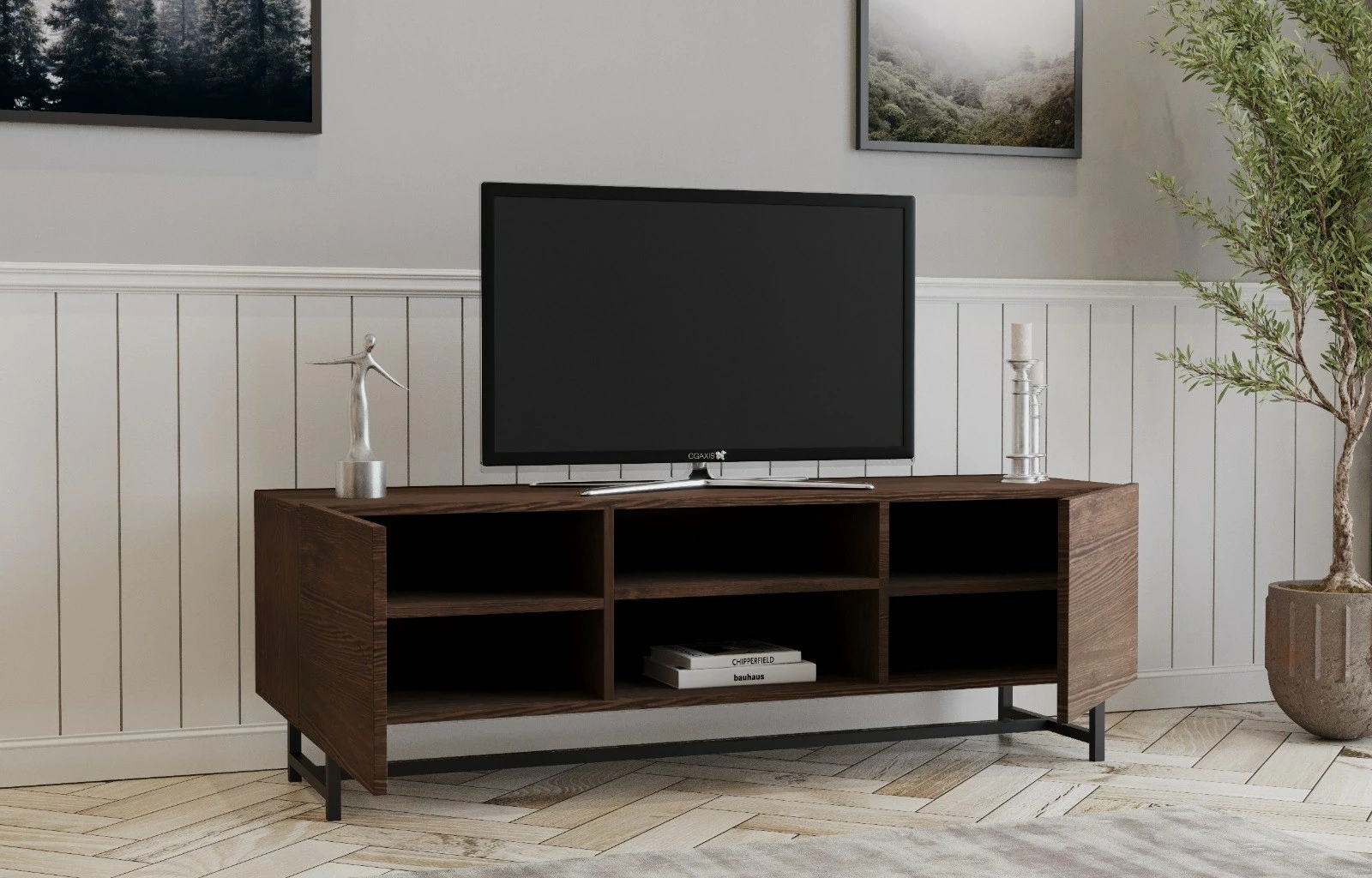 Komodë TV, dru i arrës, Hanah Home