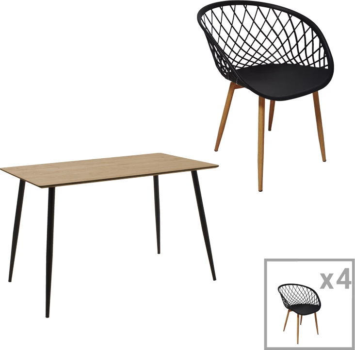 Set tavoline me karrige, ngjyrë e zezë-sonoma, 120x70x76 cm