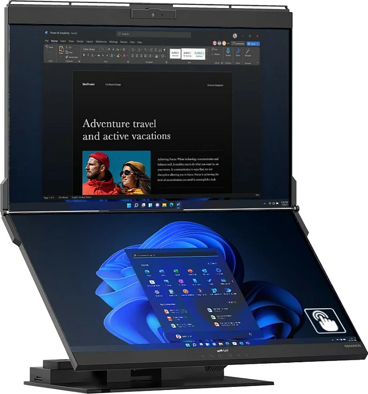 Monitor i dyfishtë Mobile Pixels Geminos X, 2x 24" QHD 75Hz, touchscreen, me webcam/altoparlantë, i zi