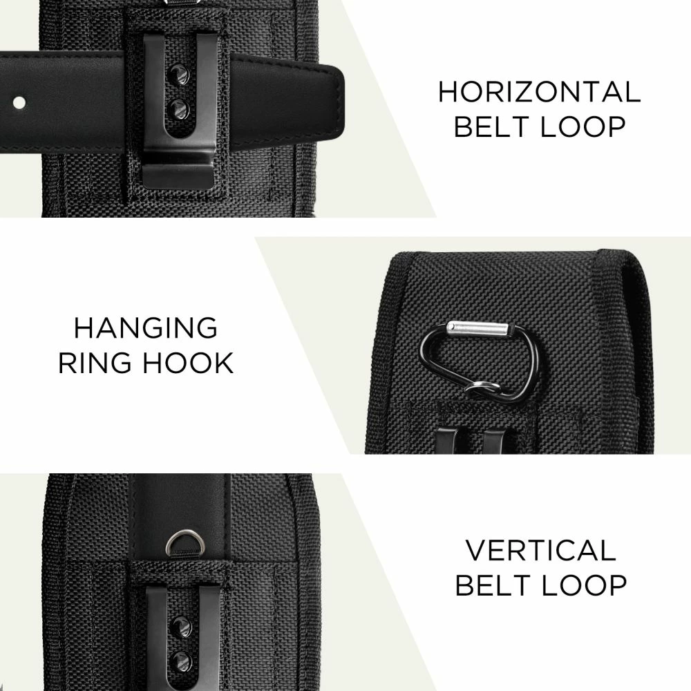 Mbështjellës për celular Tech-Protect SM85 për 5.8-6.8", najlon, me kapëse rripi dhe karabinë, zi, 1 copë