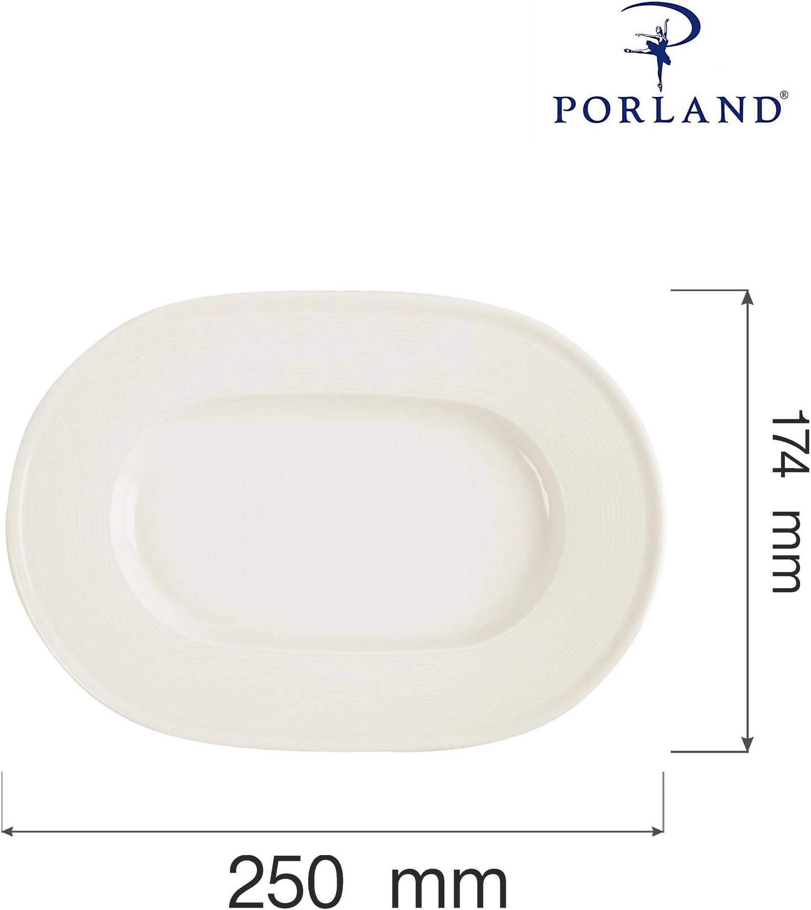Pjatë servirjeje ovale Porland Line Ø250 mm, krem, set 6 copë