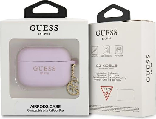 Mbështjellës Guess Charm 4G për AirPods Pro, Violet