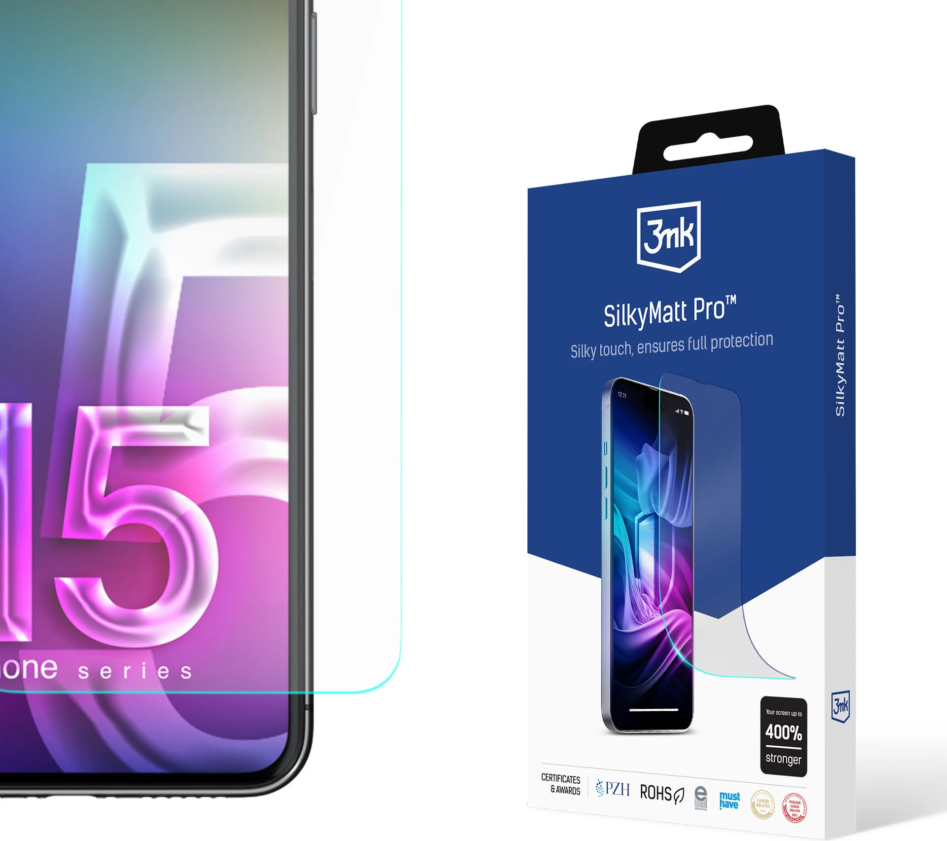 Foli mbrojtëse 3mk SilkyMatt Pro për iPhone 15, mat