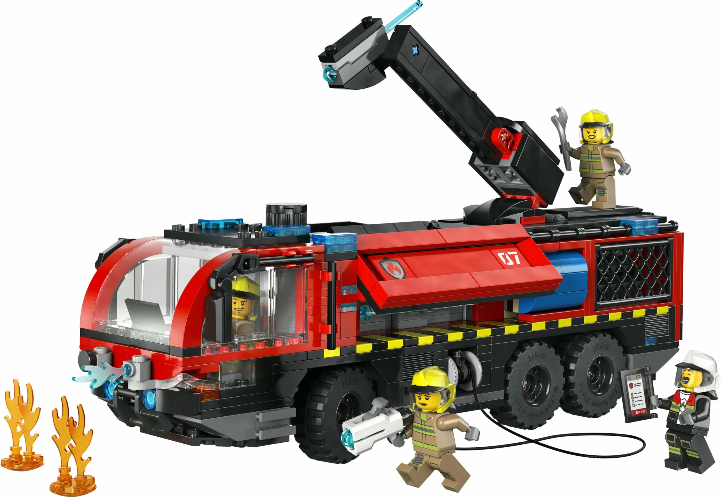 Set LEGO City Airport Fire Truck 60499, 691 copë, i kuq, me 4 minifigura