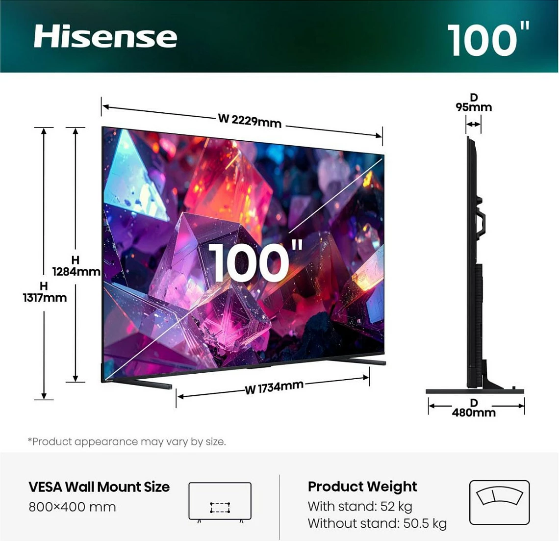 Televizor Smart Hisense 100Q7S PRO, 100", 4K Hi-QLED (QLED), 144Hz, Zi/Gri