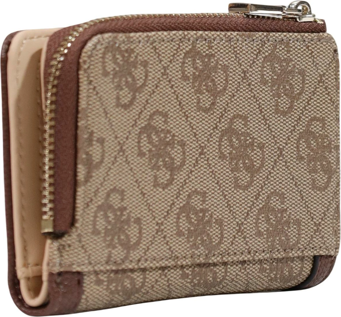 Portofol i vogël Guess Coleen Logo SML ZIP SWSG97 49156, latte