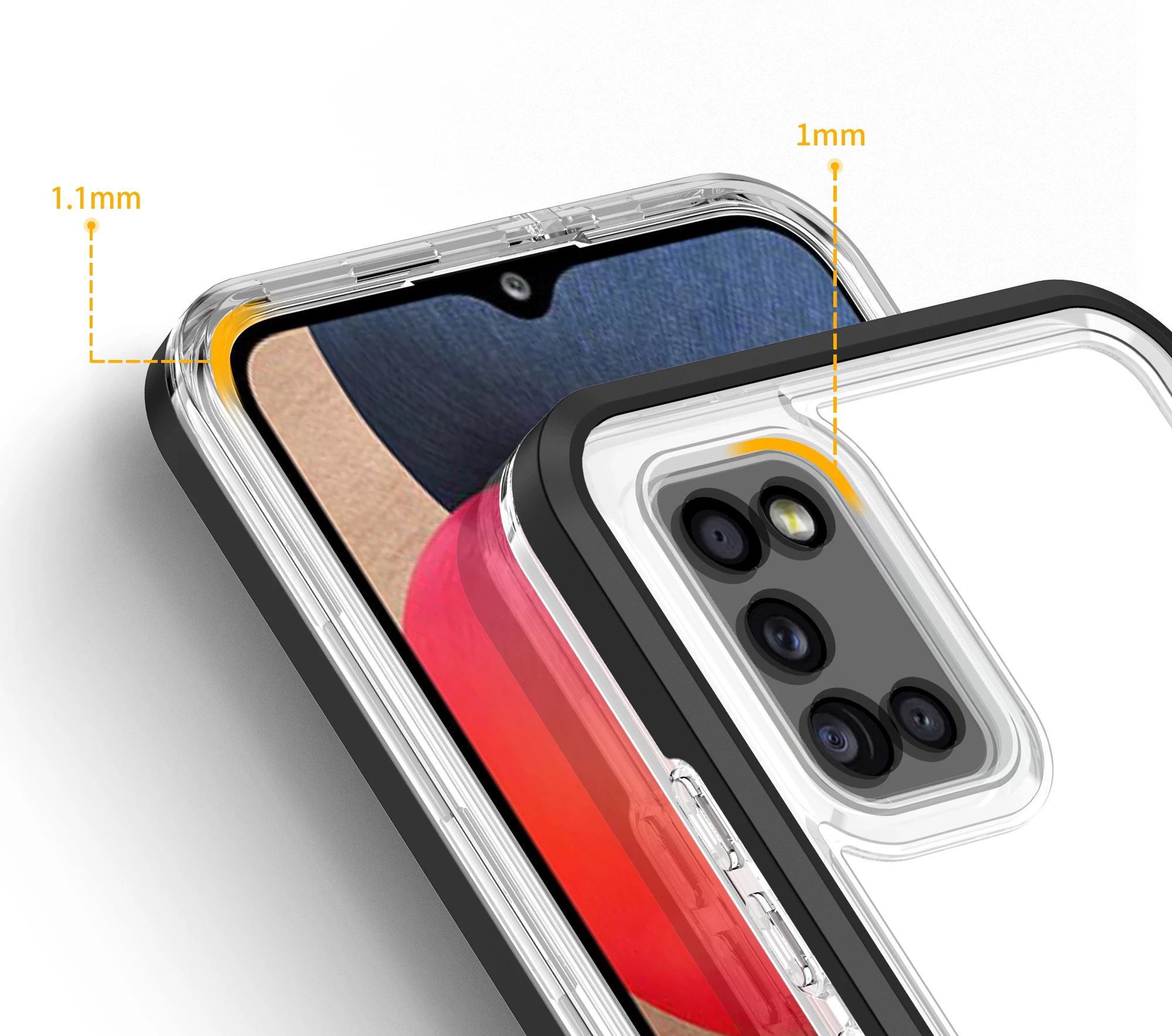 Mbështjellës Hurtel Hybrid Armor Clear 3 in 1 për Samsung Galaxy A03s, Transparent/zi