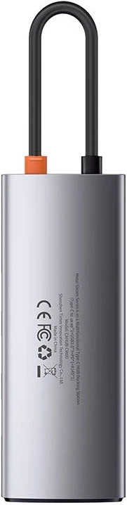 Kasë Baseus Metal Gleam Series CAHUB-CW0G, 6-në-1, USB-C në 3x USB 3.0 + HDMI + USB-C PD + Ethernet RJ45, Gri
