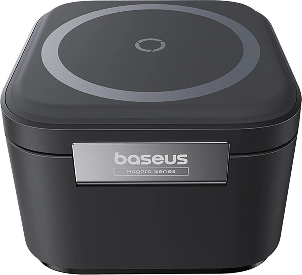 Karikues wireless 3-në-1 Baseus MagPro, 25W, MagSafe, për telefon, kufje e smartwatch, i zi