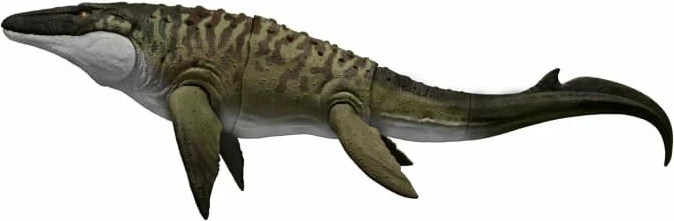 Figurë dinosauri Mattel Jurassic World Bite ‘n Blast Mozazaur JCH00, 65 cm, me kafshim/gëlltitje & pështymje, me minifigurë Dilofozaur