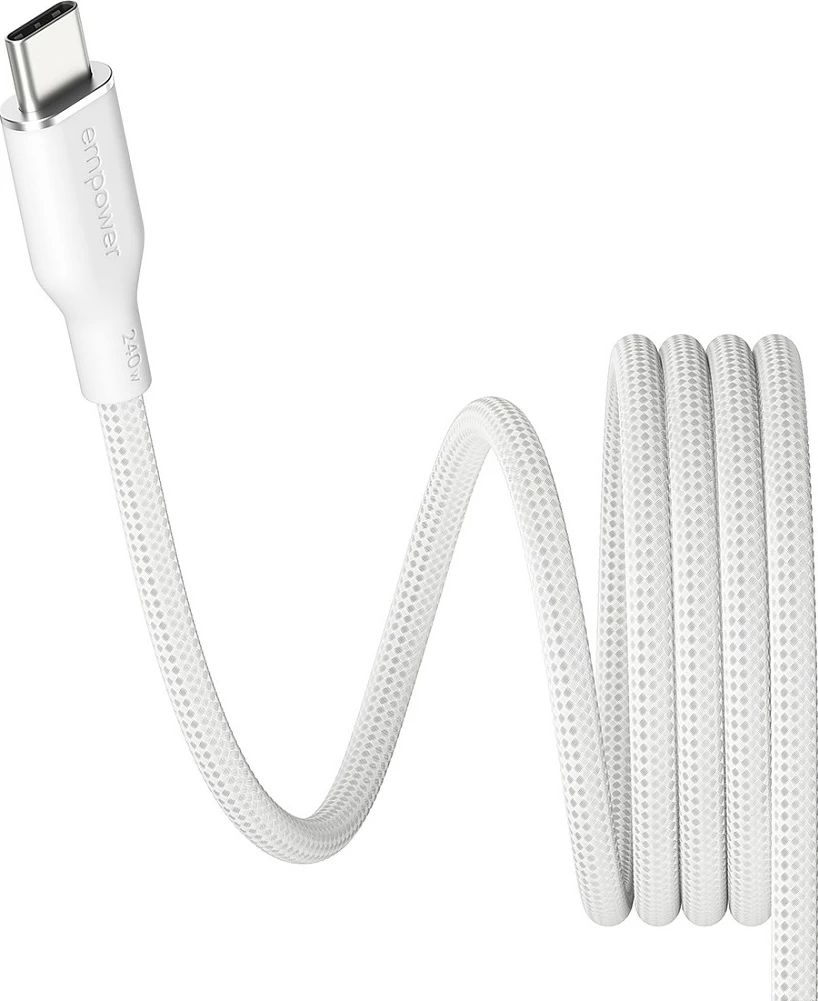 Kabllo USB-C në USB-C PanzerGlass empower Magnetic, 240W, USB 2.0, 1.5m, e bardhë