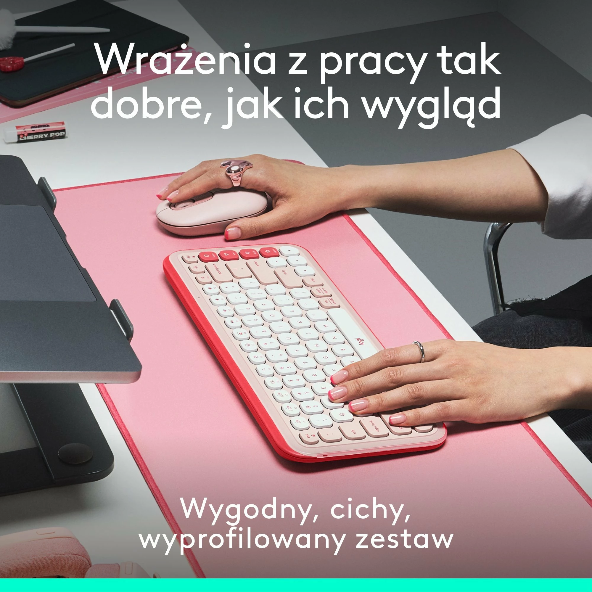 Set tastierë + maus Bluetooth Logitech POP Icon Combo 920-013142, rozë