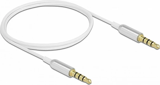 Kablë audio DeLOCK 3.5mm 4-pin (TRRS) mashkull-në-mashkull, ultra slim, 0.5m, e bardhë