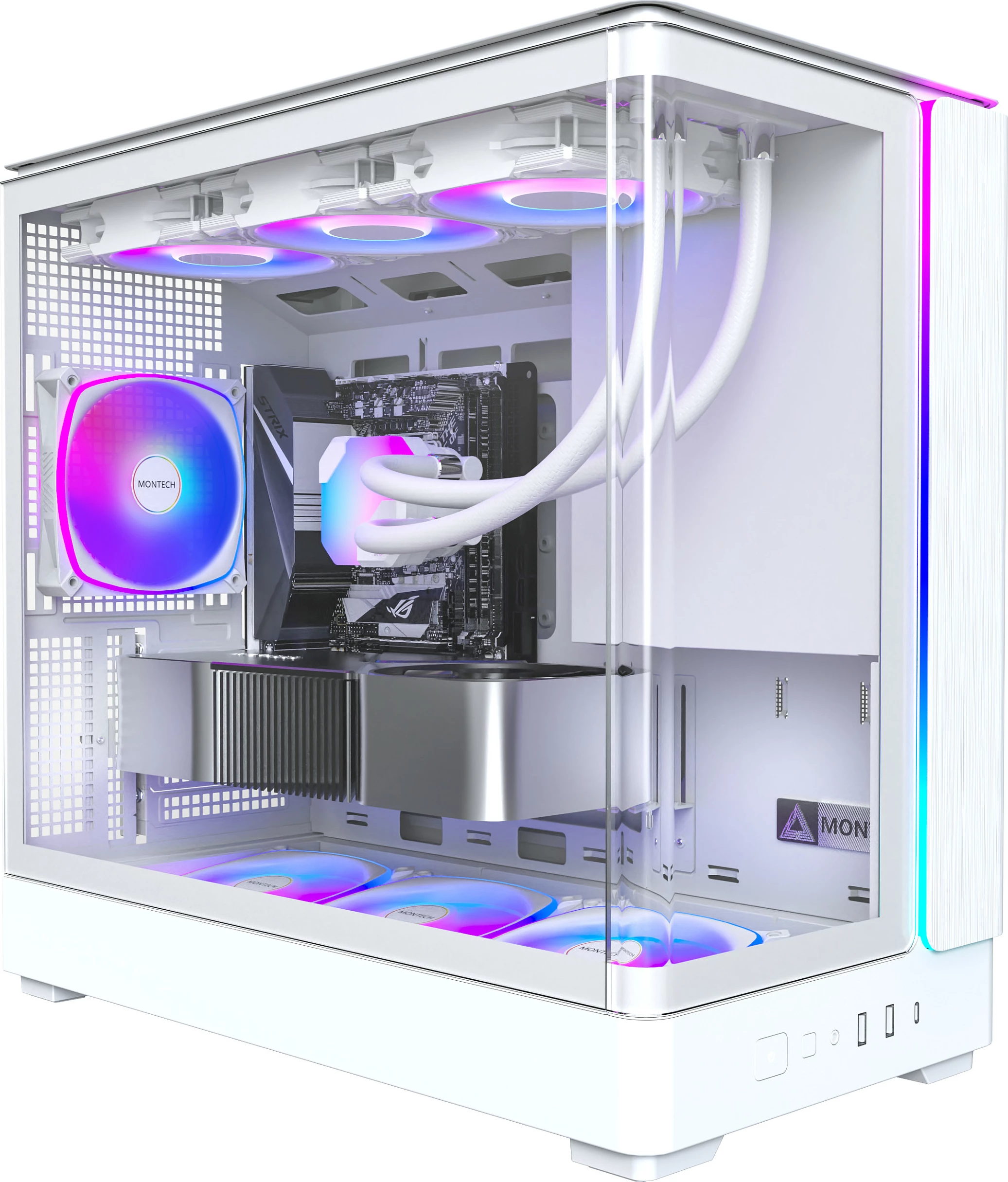 Kasë Montech KING 15 PRO, Midi-Tower, xham i kalitur, RGB, e bardhë