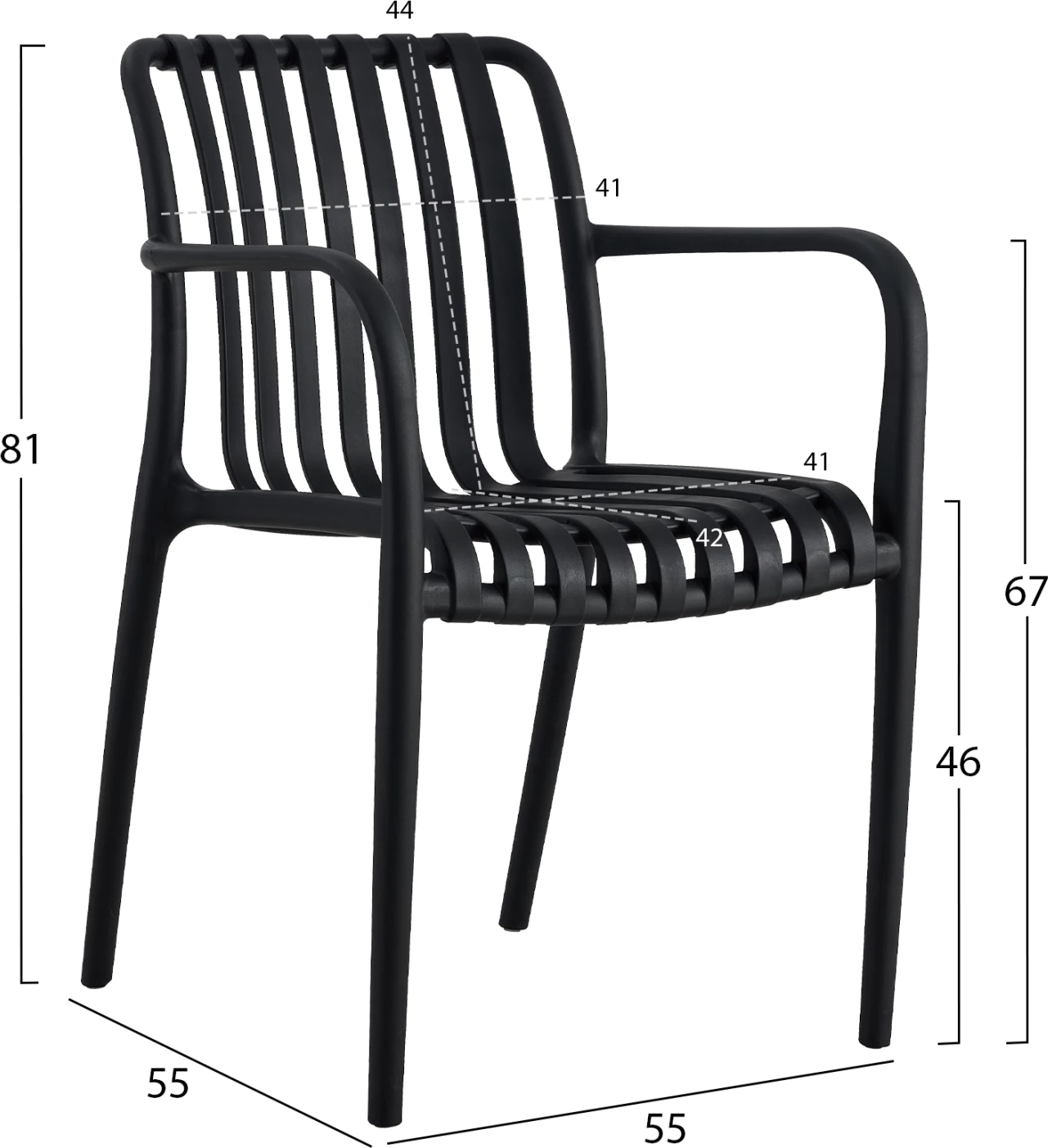 Karrige me krahë polipropileni TIPPY FH5940.02 e zezë 55x55x81Hcm