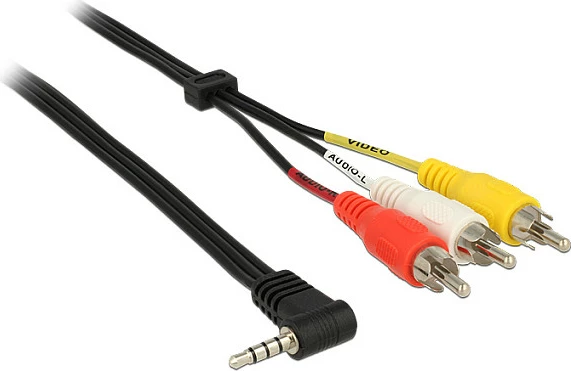 Kabllo AV DeLOCK 84724, 3.5mm në 3x RCA, 1.5 m, e zezë