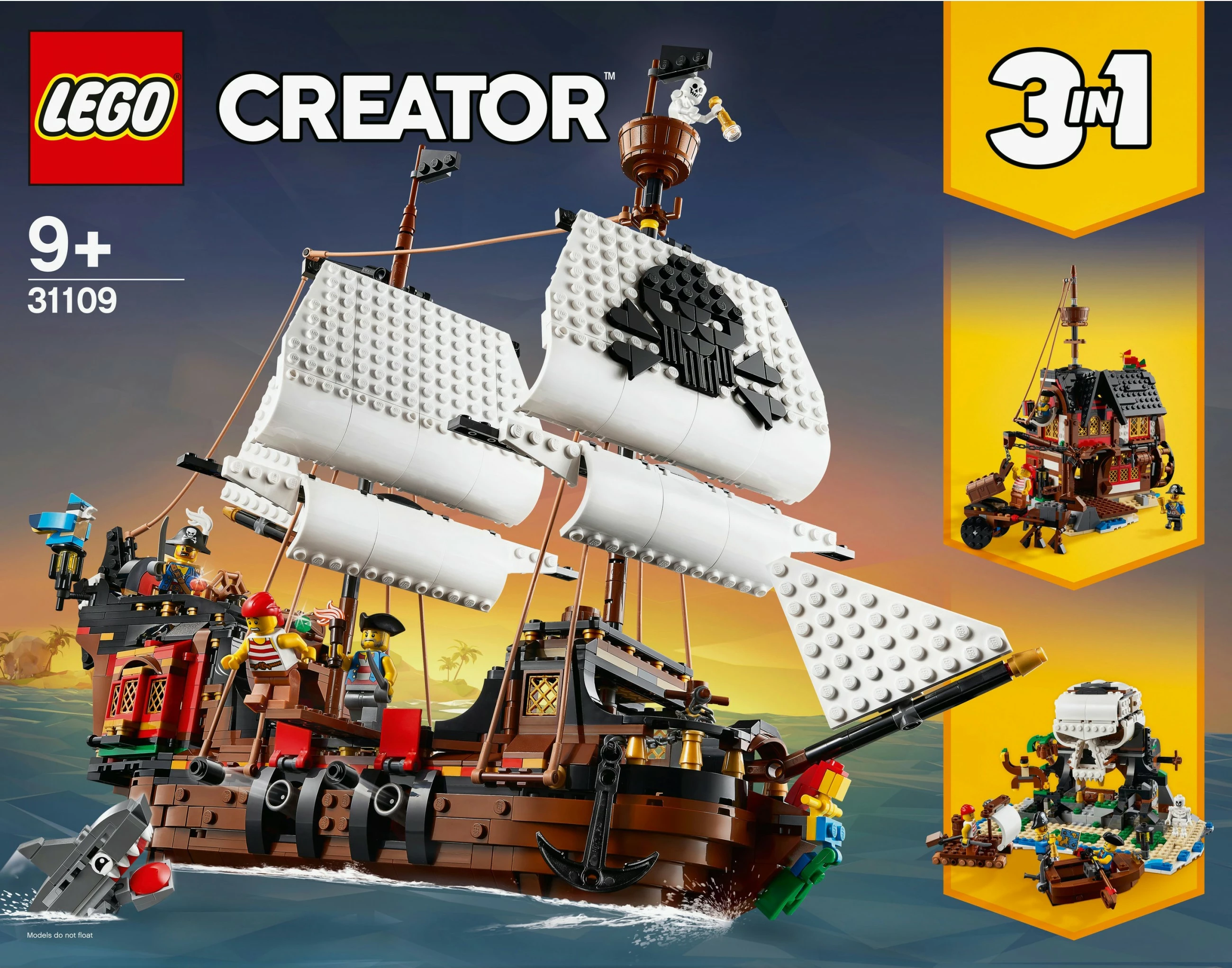 Set ndërtimi LEGO Creator 3in1 Anije Piratësh, 31109, 1264 pjesë, shumëngjyrësh