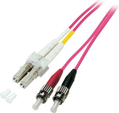 Kabllo patch fibër optike GoodConnections OM4 50/125, LC-ST, duplex, 1m, LSZH, vjollcë