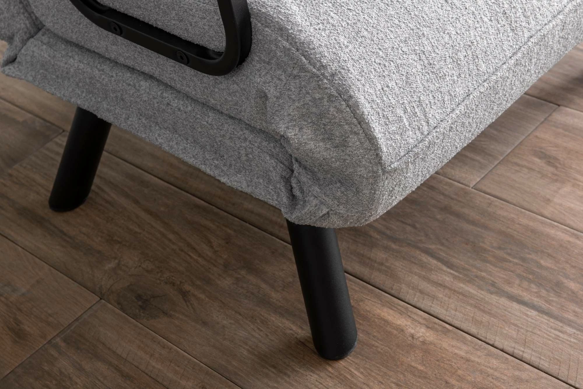 Krevat-karrige një vendës, Atelier del Sofa, Sando Single, material teddy, ngjyrë gri
