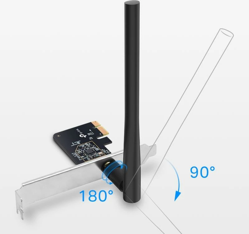 Adapter Wi‑Fi PCIe, TP-Link Archer T2E, AC600 Dual-Band, e zezë/argjend