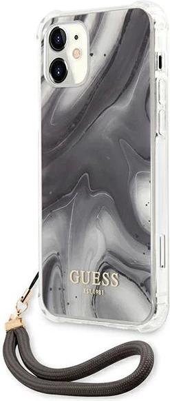 Mbështjellës Guess GUHCP12SKSMAGR për iPhone 12 mini 5.4", Marble Collection, Gri me varëse