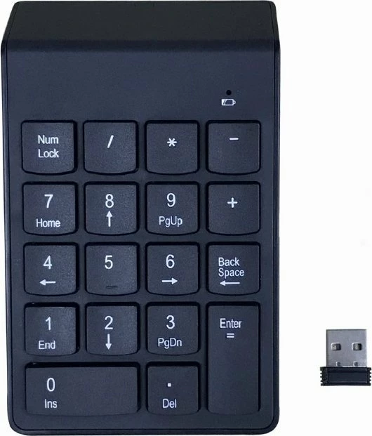 Tastierë numerike wireless Gembird KPD-W-02, Bluetooth, 18 taste, layout US, e zezë