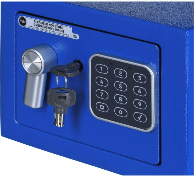 Kasafortë elektronike Yale, mini, e kaltër