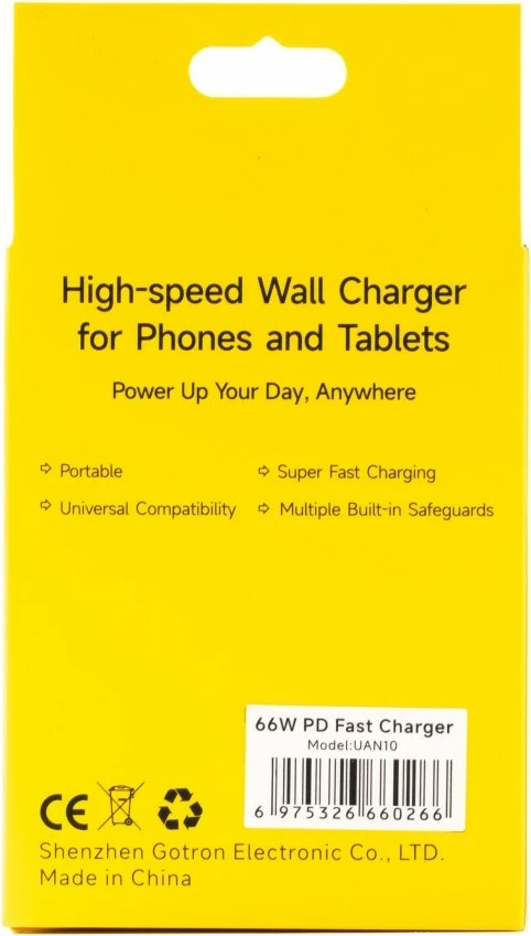 Karikues muri Ulefone UF-CHAR-66WR 66W, 1x USB-C, PD/QC, i bardhë