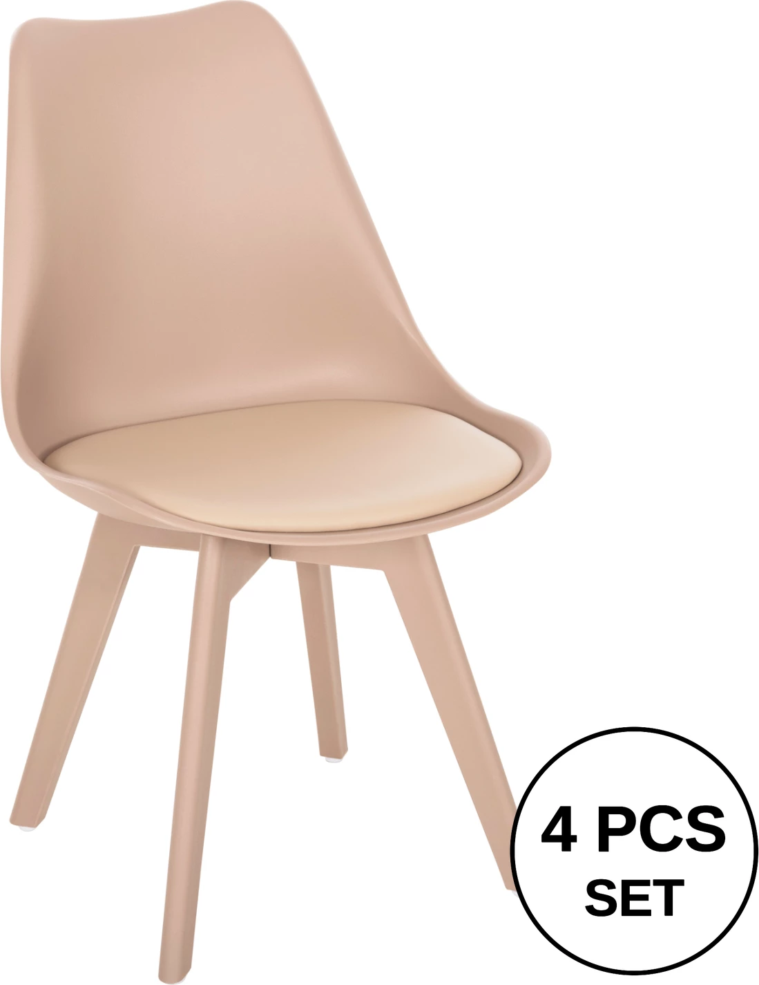 Karrige për ngrënie Vegas FH0033.45 me këmbë polipropileni dhe ndenjëse PP kapuçino 46x58x82 cm, set prej 4 copë