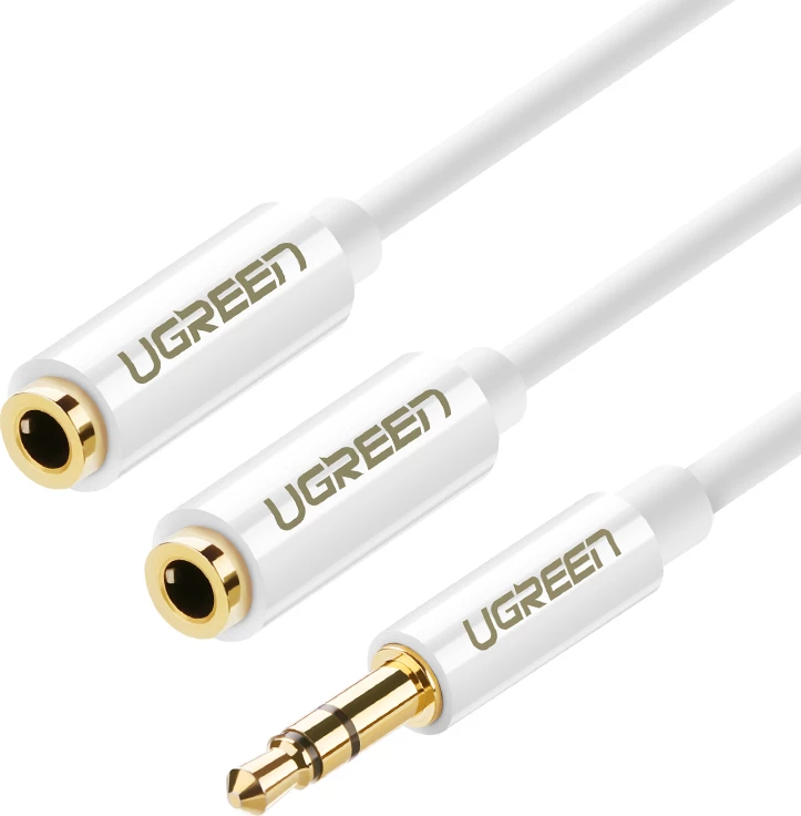 Kabllo ndarëse audio Ugreen AV134, 20cm, 3.5mm mini jack, e bardhë