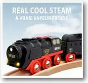 Lokomotivë me bateri Ravensburger BRIO Battery Operated Steaming Train, efekt avulli me rezervuar uji, e zezë/kuqe