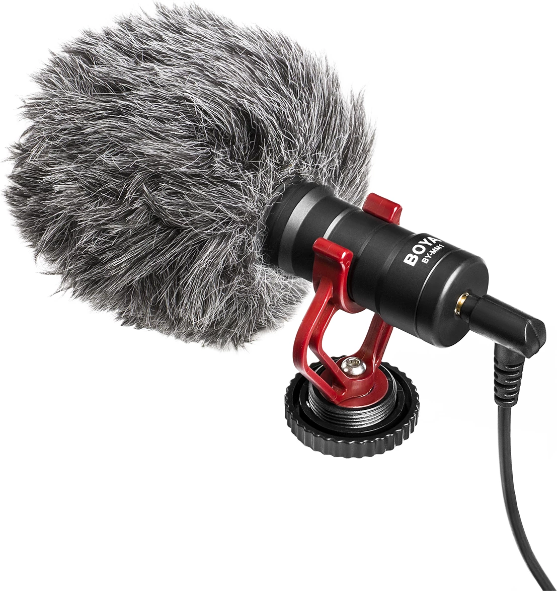 Mikrofon drejtimor BOYA BY-MM1, me kabllo 3.5mm TRS/TRRS, i zi, set me windshield dhe shock mount