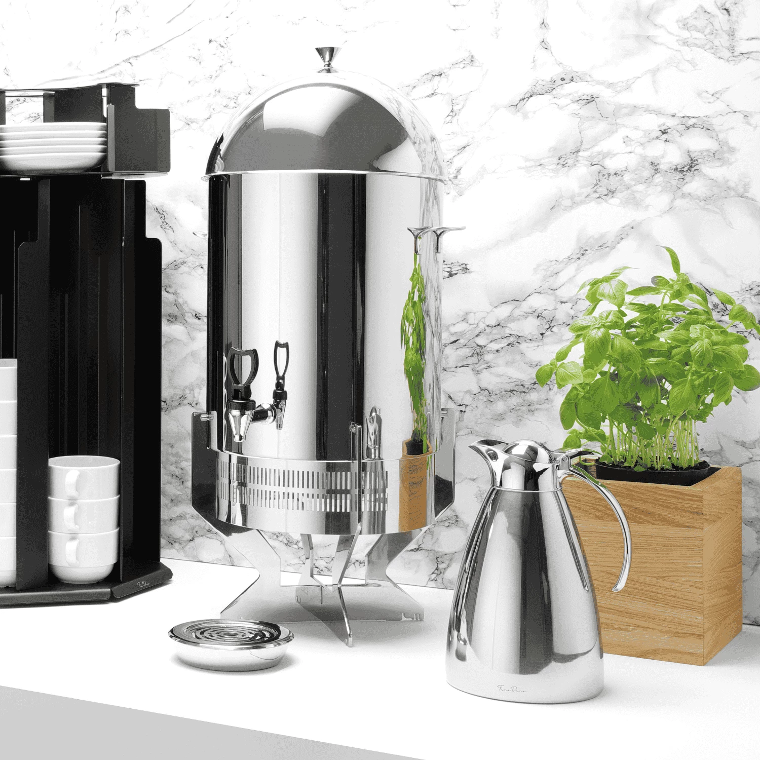 Termos konferencash për kafe e çaj, Fine Dine, 0.6 L, çelik inox 18/10, sistem me levë, argjendtë