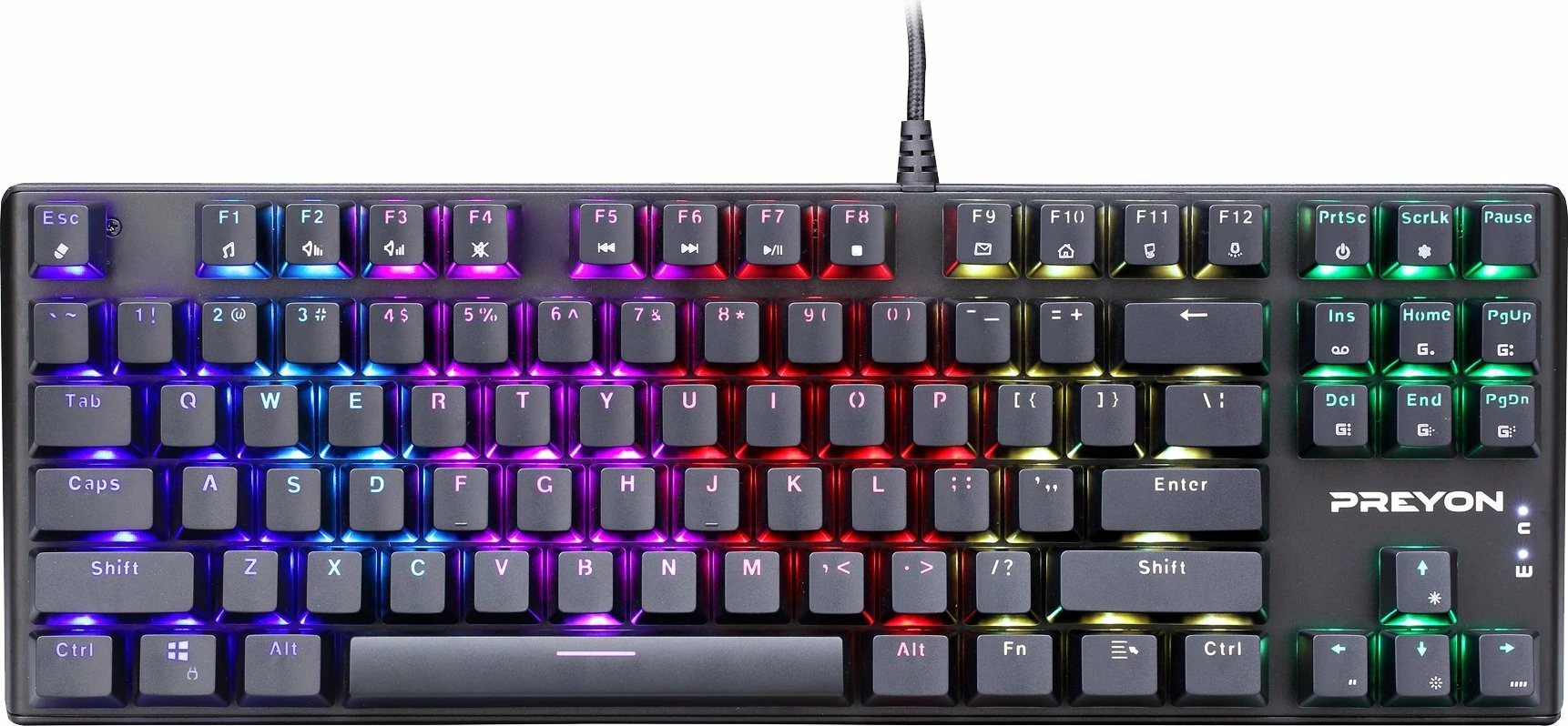 Tastierë mekanike PREYON Brown Blitz Claw PBRBC87B, TKL 80%, Gateron Brown, RGB, USB, US layout, e zezë