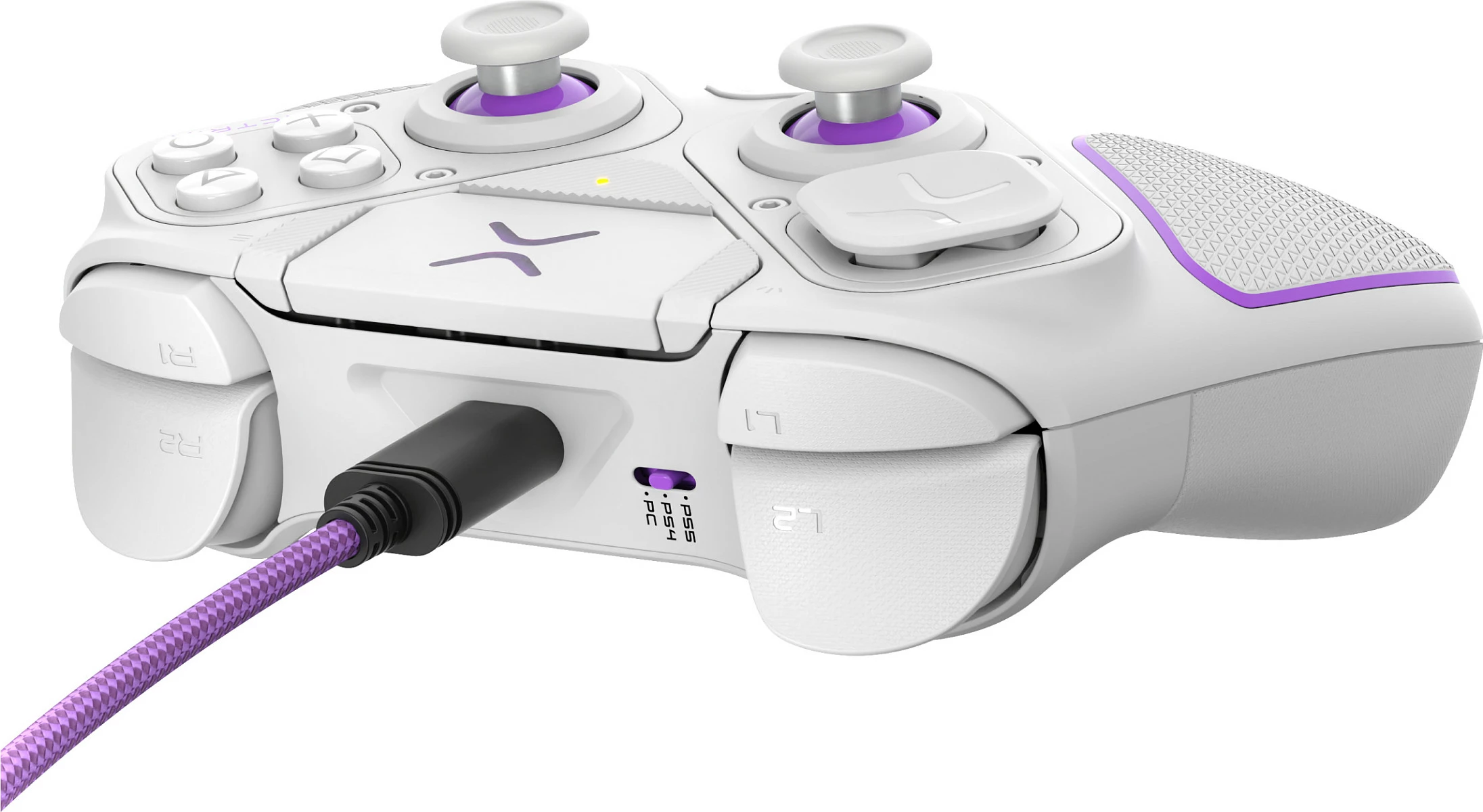 Kontroller lojërash PDP Victrix Pro BFG Wireless, për PS5/PS4 & PC, USB-C, bardhë/vjollcë