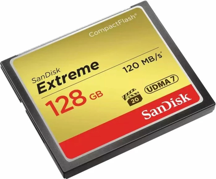 kartelë memorje CompactFlash SanDisk Extreme SDCFXSB-128G-G46 128GB UDMA 7 VPG-20 120MB/s leximi 85MB/s shkrimi, e zezë