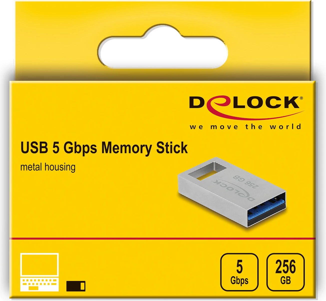 USB stick DeLOCK 256GB, USB-A 3.2 Gen 1, metal, capless, gri