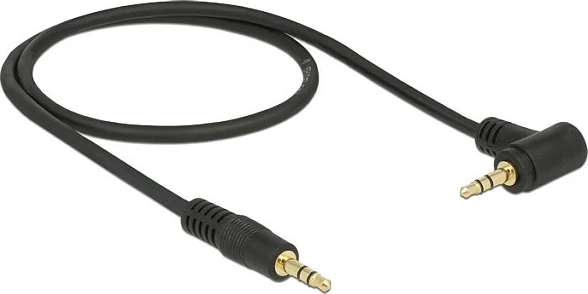 Kabl AUX DeLOCK 3.5mm M/M 0.5m, lidhës i kënduar, i zi