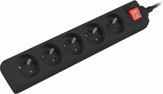 Zgjatues rryme Lanberg PS1-05E-0150-BK, 5 priza Type E, 1.5 m, 2500 W, i zi